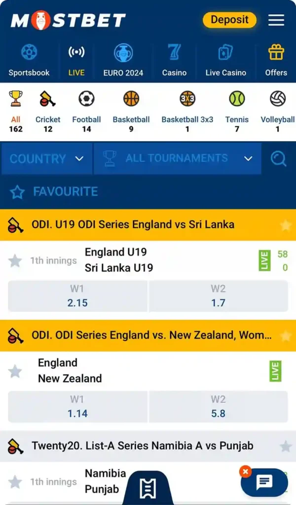 mostbet betting